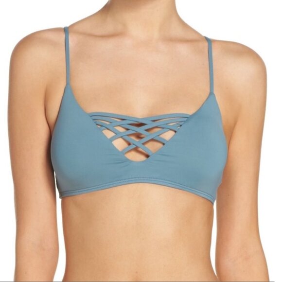 NWT l*space Jamie Crisscross Front detail Pullover Bikini Top in Slated Glass - Picture 1 of 3